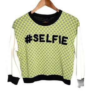 Endless Rose #SELFIE Beaded Graphic Cropped Sweatshirt Small Waffle Weave Retro
